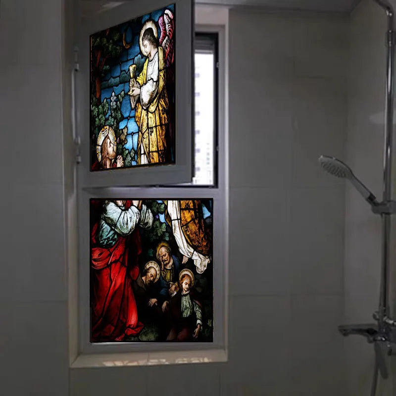 Stained Glass Window Films Decoration Sticker Film Frosted Vinyl For Privacy Window Film Church Jesus