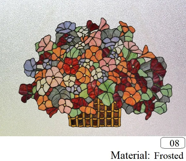 Customized size Windows Glass Films Stained Glass Door Stickers Frosted/3D Etched Flower Birds for Kitchen Office Bathroom