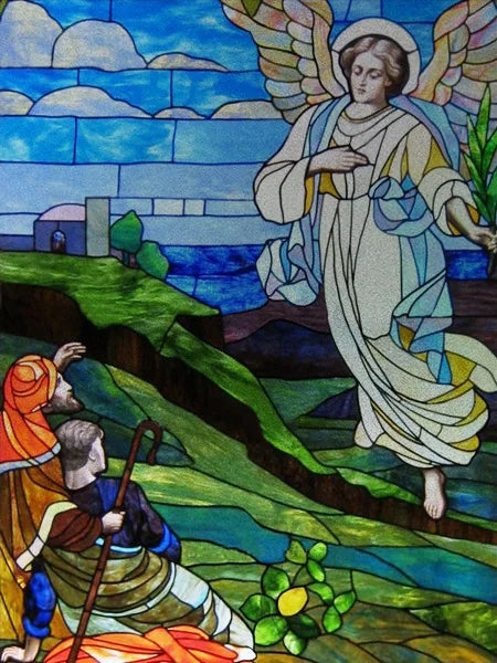 Custom Size Stained Glass Window Film Church style Jesus Angel Picture Sticker Frosted Static Cling Home Church Office Decor