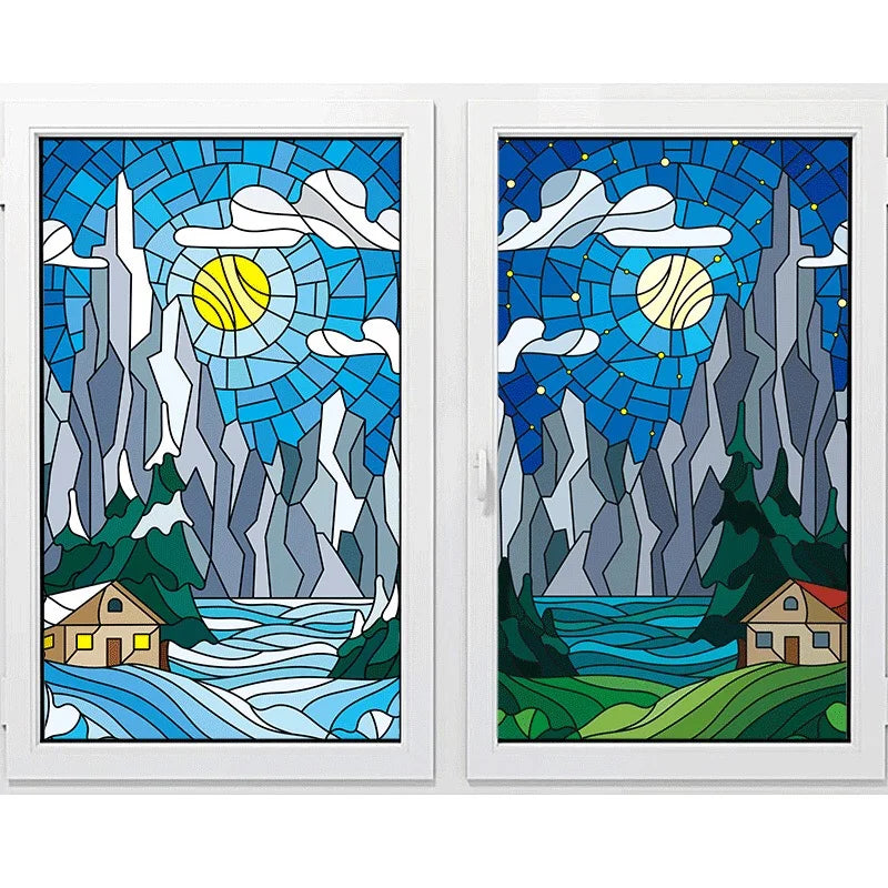 Custom Size Glass Films Window film Static Cling Reusable Water-Proof Private Protection Stained Glass