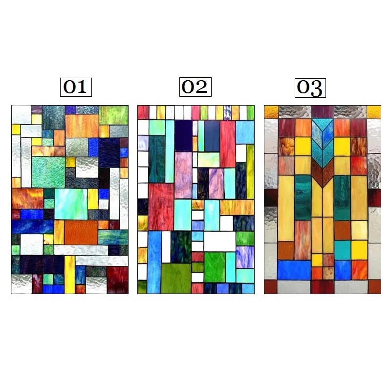 Custom Size No Glue Static Cling Frosted Retro Stained Glass Film Window Film Sticker for Bathroom Door Home Decor Church Mosaic