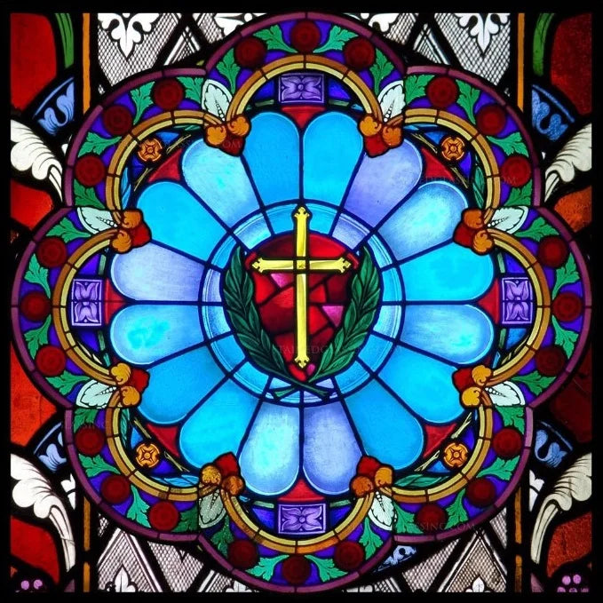 Custom Frosted Stained Glass Window Film,PVC Self-Adhesive Window Films,Retro Church Jesus Decor Foil Stickers, Window Treatment