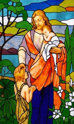 Custom Size Stained Glass Window Film, Static Cling Mermaid /Angel/Jesus Picture For Kitchen Bathroom Bedroom Glass Home Decor