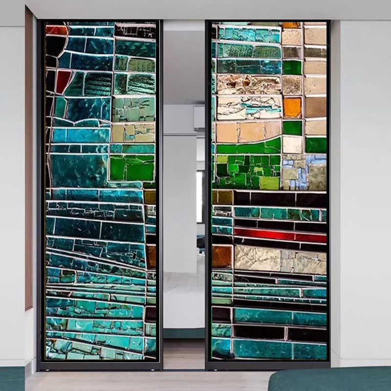 Custom Size Window Films Stained Glass Films Electrostatic Cling Frosted Opaque Church Home Foil Door Stickers Window Treatment