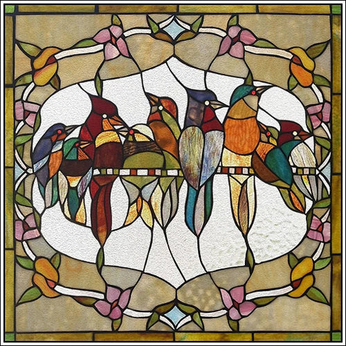 Window Film Stained Glass Films,Customized Art Deco Design,Birds Static Cling Sticker,Home Decor Foil,Window Treatment