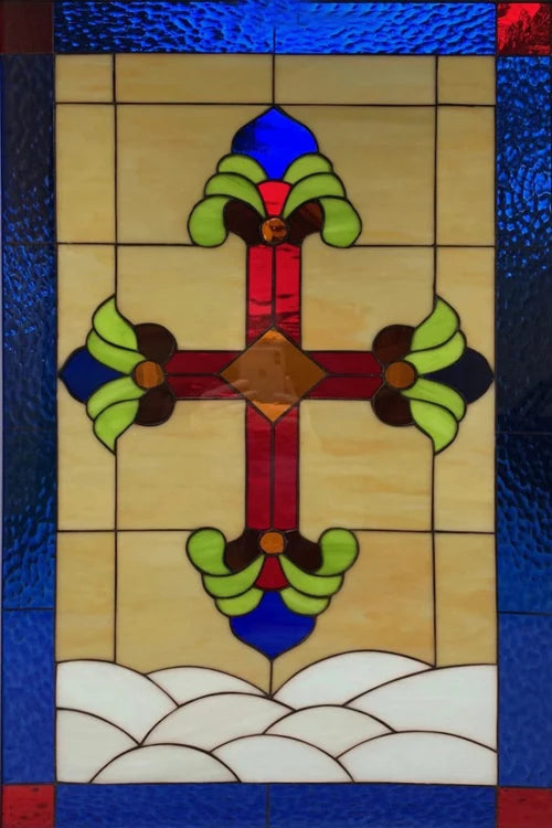 Window Film Frosted Stained Glass Films,Customized Static Cling Church Crosses Picture,Privacy Sticker for Office Home Decor