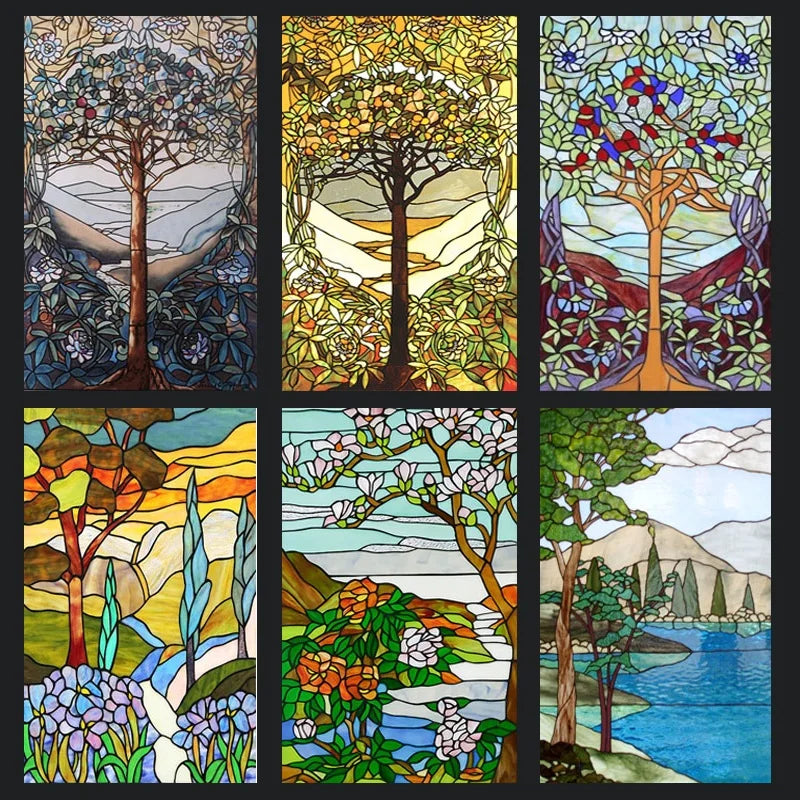 Window Film Stained Glass Films Frosted Static Cling Light-transparent Opaque Privacy Glass Sticker Kitchen Bathroom Home Decor