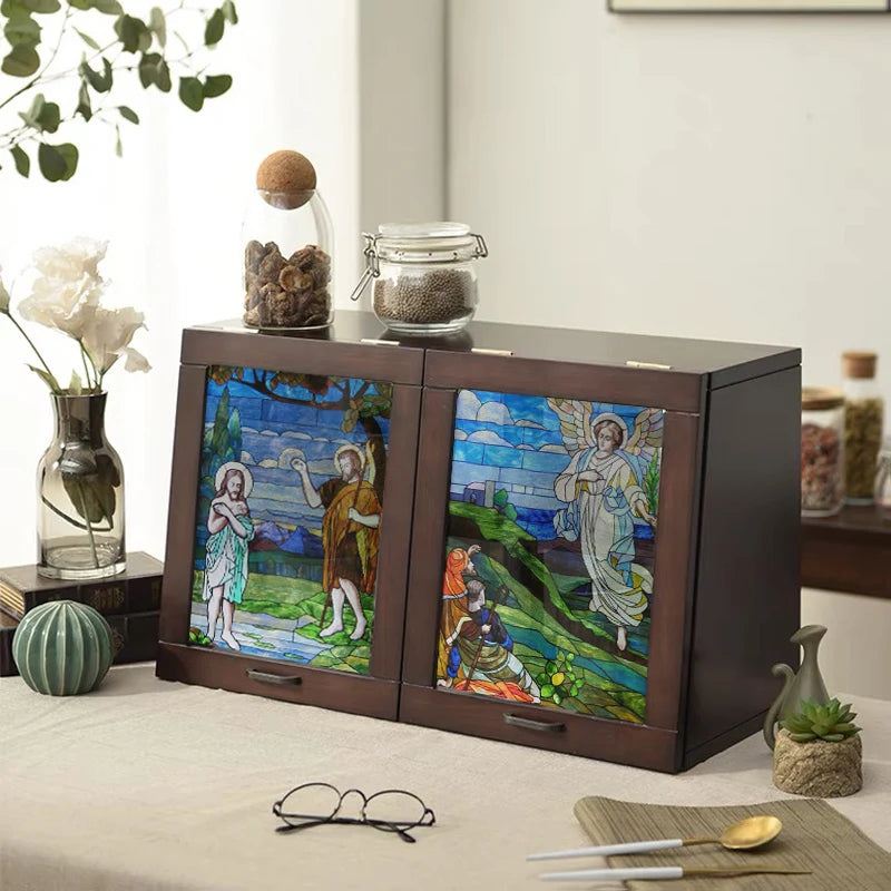 Custom Size Stained Glass Window Film Church style Jesus Angel Picture Sticker Frosted Static Cling Home Church Office Decor