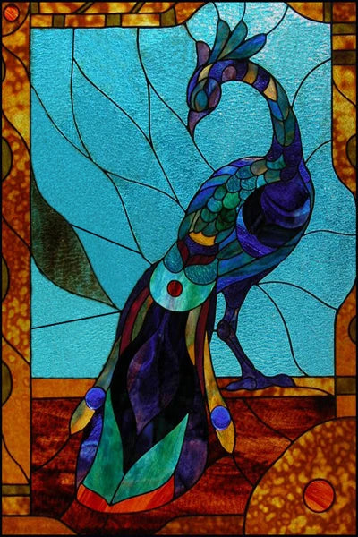 Customized Stained Glass Film Window Films Static Cling Frosted Sticker Tiffany-Style Poster Home Decor Church Peacock Birds