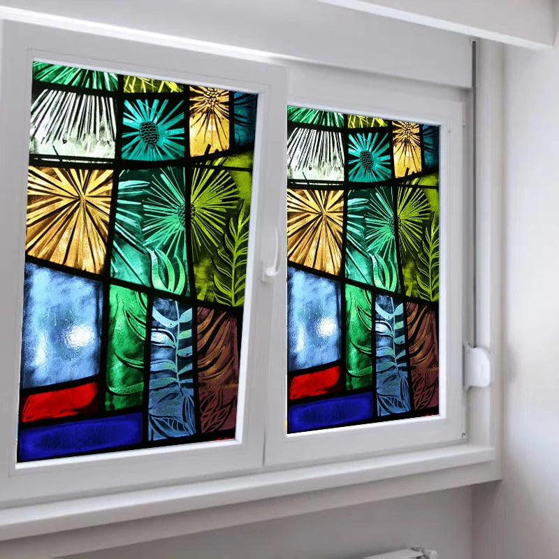 Customized Stained Glass Film Window Films,Static Cling Frosted Church Crosses,Bathroom Kitchen Cupboard Door Sticker Home Decor
