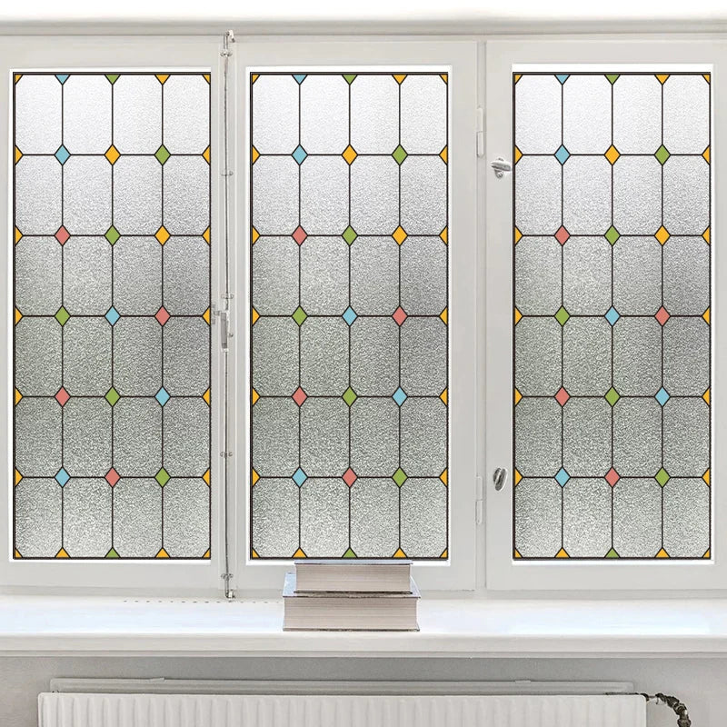 Custom Size Stained Glass Window Film Frosted No Glue Static Cling Privacy Sticker For Home Decoration For Kitchen Door Bathroom
