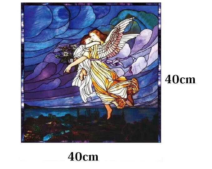 European Church Jesus,Angel Glass Films Stained Window Opaque Frosted Sticker Self Adhesive/Static Cling  Privacy do custom size