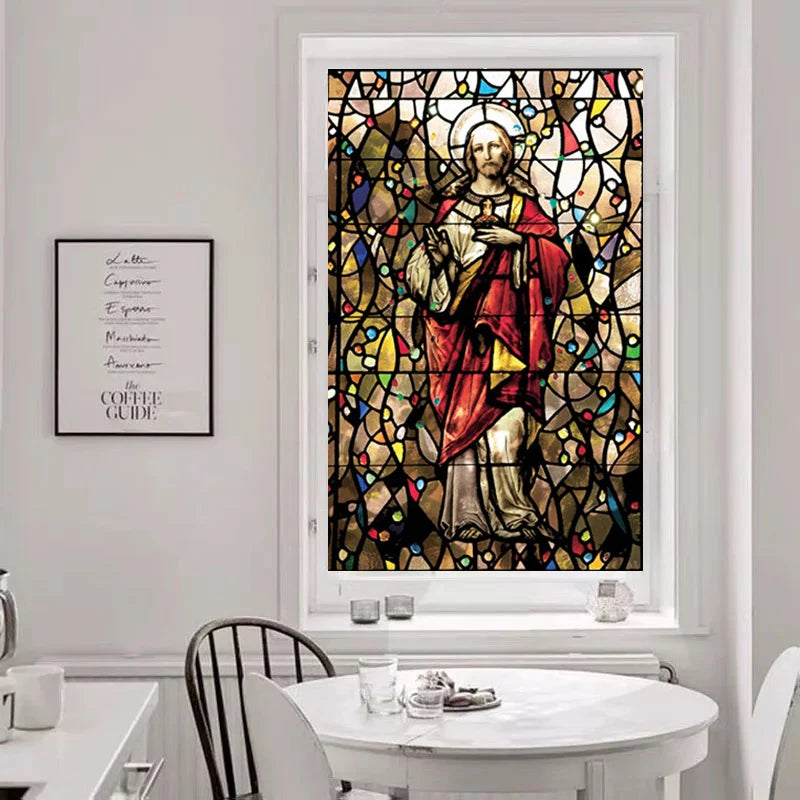 Custom Size Christian Pictures, Window Film, Door Sticker, Wall Stickers, Glass Decor, Church Jesus Self-adhesive Stained Opaque