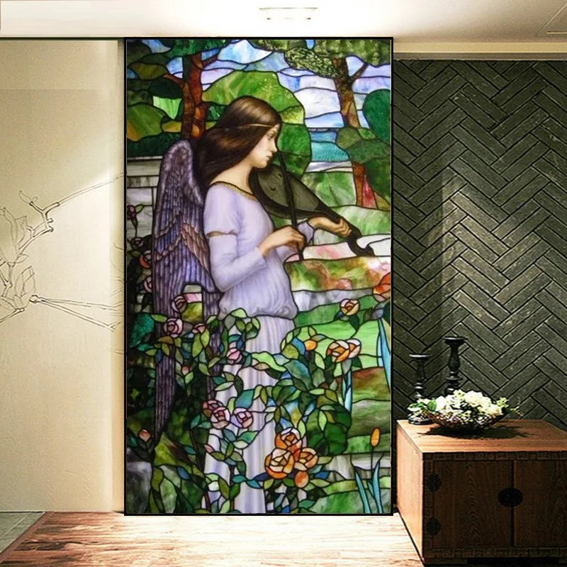 Custom Size Stained Glass Window Film, Church Sticker, Girl Painting, Kitchen, Bathroom, Bedroom, Sliding Door, Home Decor