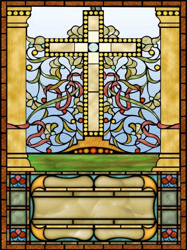 Window Film Frosted Religious Stained Glass Films,Customized Crosses Dove Static Cling Church Pattern for Office Home Decor