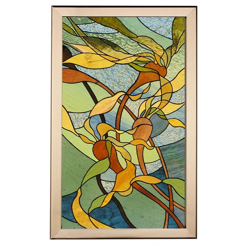 Custom Size Stained Glass Window Film Frosted Flower Glass Films Home Foil Door Stickers Bathroom Kitchen Static Cling Poster