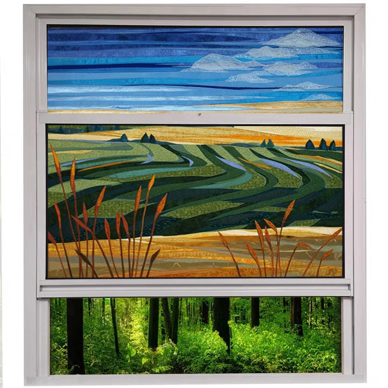 Stained Glass Window Film Frosted Glass Sticker Forest Customized Meteor Moon Sun For Bathroom Bedroom Kitchen  Door Home Decor