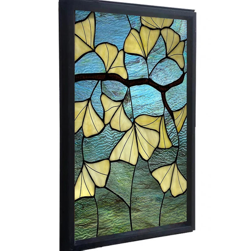Window Film Stained Glass Films Frosted Static Cling Light-transparent Opaque Privacy Glass Sticker Home Decor Ginkgo Leaf