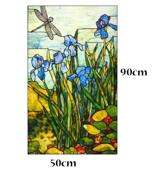 Custom Size Stained Glass Window Film, Gothic Church, Tree, Flower, Bird Sticker for Kitchen, Bathroom, Sliding Door, Home Decor