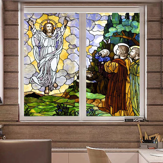 Custom size  Self-Adhesive window Glass Films sticker paper Door Stickers Vintage European Style Translucent  Jesus Christ  N110