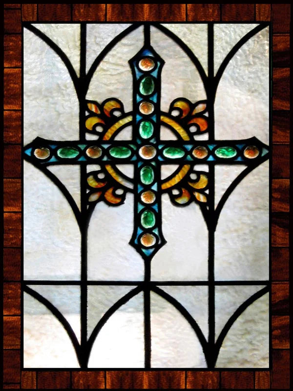 Window Film Frosted Religious Stained Glass Films,Customized Crosses Dove Static Cling Church Pattern for Office Home Decor