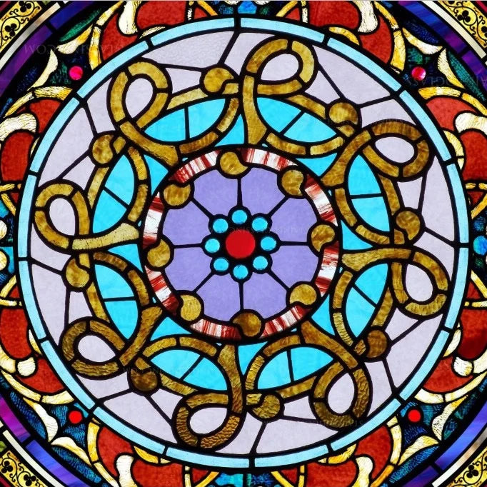 Custom Frosted Stained Glass Window Film,PVC Self-Adhesive Window Films,Retro Church Jesus Decor Foil Stickers, Window Treatment