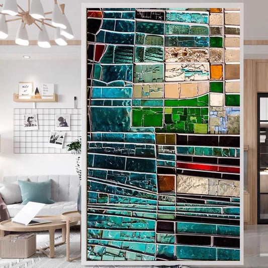 Custom Size Window Films Stained Glass Films Electrostatic Cling Frosted Opaque Church Home Foil Door Stickers Window Treatment