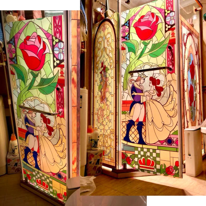 Stained Glass Wndow Film Frosted Glass Sticker Forest Custom Size Princess Prince For Kids Room Door Light Box Poster Home Decor