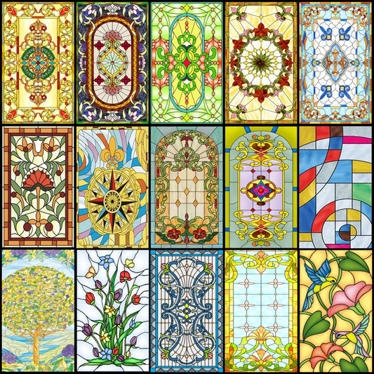 Customized Size Stained Glass Film Window Films Static Cling Frosted Church Sticker Bathroom Kitchen Cupboard Door Home Decor