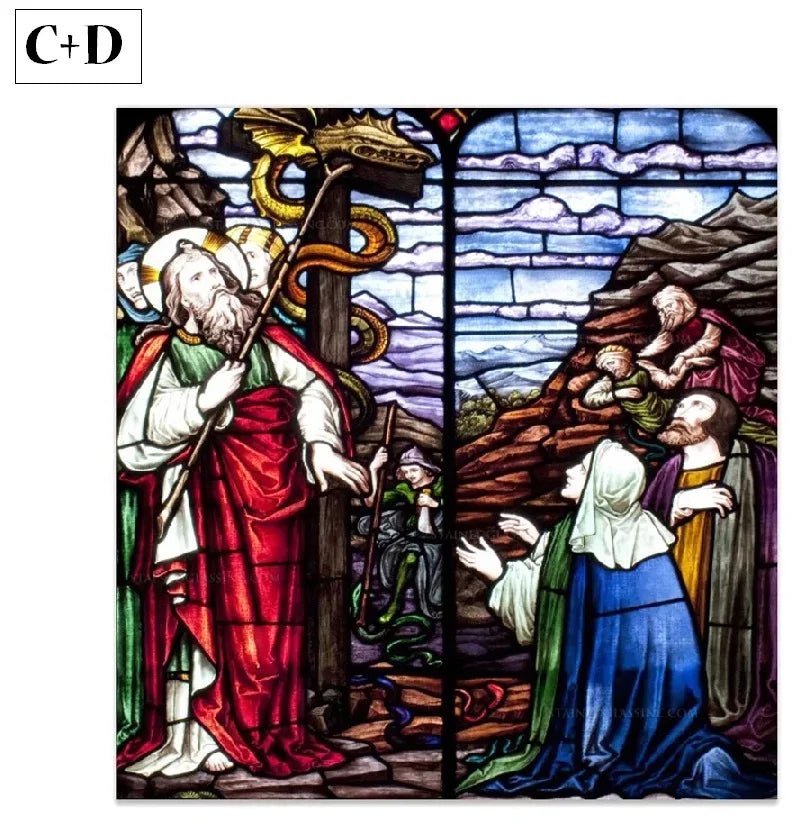 Custom Size Window Glass Films Self-Adhesive Frosted Stained Glass European Church Jesus Christ Virgin Last Supper Sticker Foil