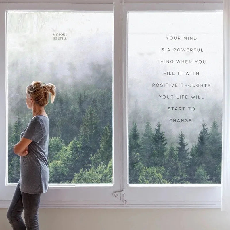 Forest Pattern Glass Films Window Sticker Electrostatic Frosted Home Decor Private Tint-Film For Door Window Cabinet Wardrobe