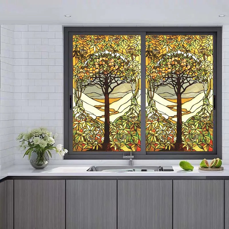 Window Film Stained Glass Films Frosted Static Cling Light-transparent Opaque Privacy Glass Sticker Kitchen Bathroom Home Decor