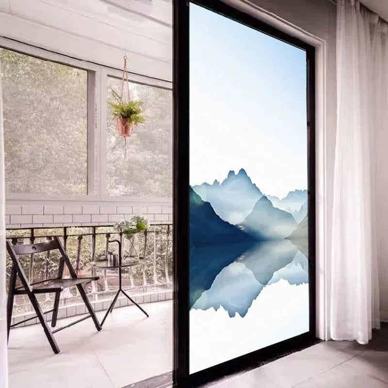 Window Films Glass Film Stickers, Self Adhesive, Static Cling, Frosted Privacy Sticker, Lake Hills Picture, Custom Size