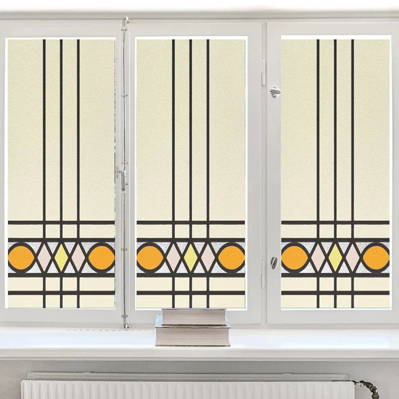 Custom Size Stained Glass Window Film Frosted Privacy Static Cling Retro Prairie Style Stickers Shower Bathroom Office Home Deco