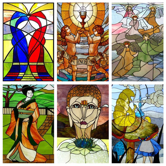 Frosted Stained Glass Window Film, Custom Size, Static Cling, People Girls Angel Sticker, Room, Kitchen, Office, Home Decor