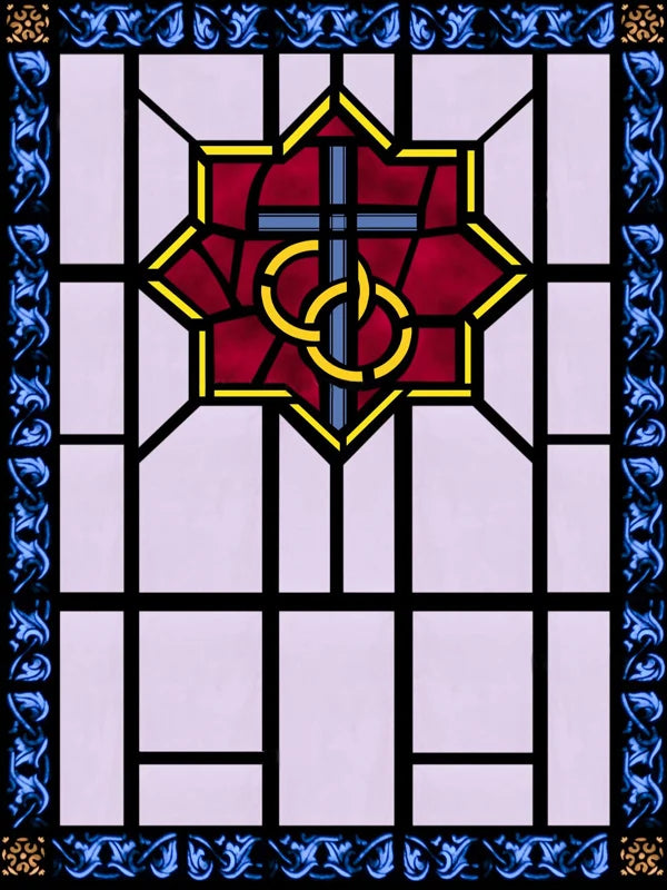 Window Film Frosted Religious Stained Glass Films,Customized Crosses Dove Static Cling Church Pattern for Office Home Decor