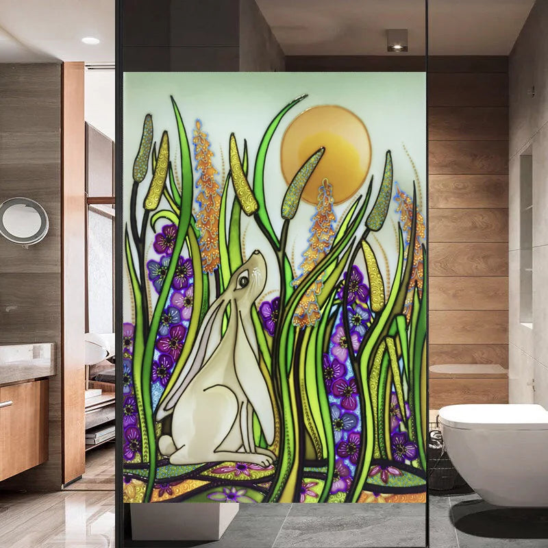 Window Film Frosted Stained Glass Films Customized Privacy Static Cling Sticker For Bathroom Office Cabinet Door Home Decor