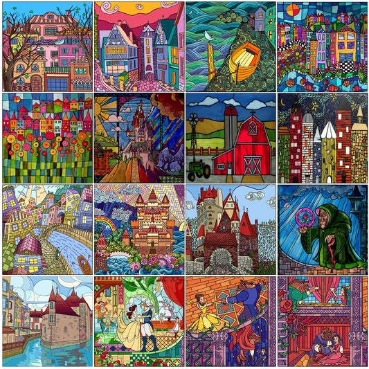 Stained Glass Window Film Frosted Glass Sticker Forest Customized Princess Prince Fairytale Castle For Kids Room Door Home Decor