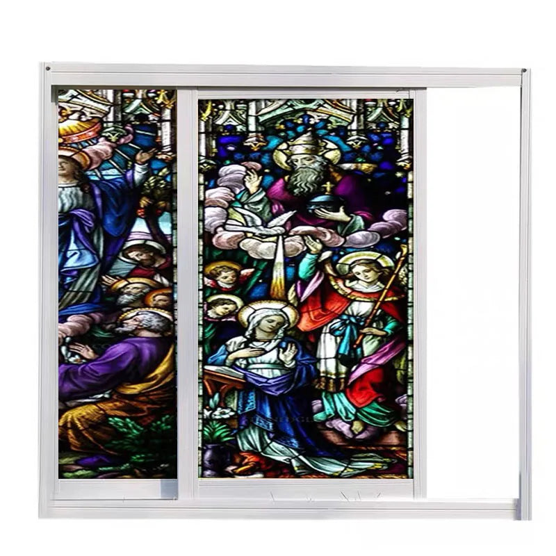 Custom size Window film Door sticker Christian Pictures Wall stickers Glass decor church Jesus self-adhesive Stained Poster