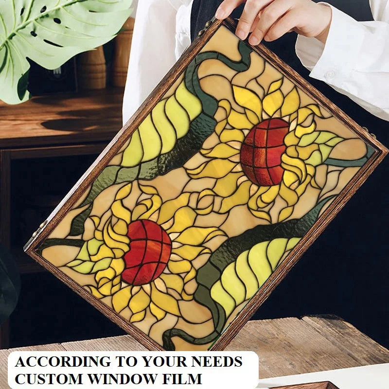 Window Film Frosted Stained Glass Films,Customized Static Cling Church Crosses Picture,Privacy Sticker for Office Home Decor