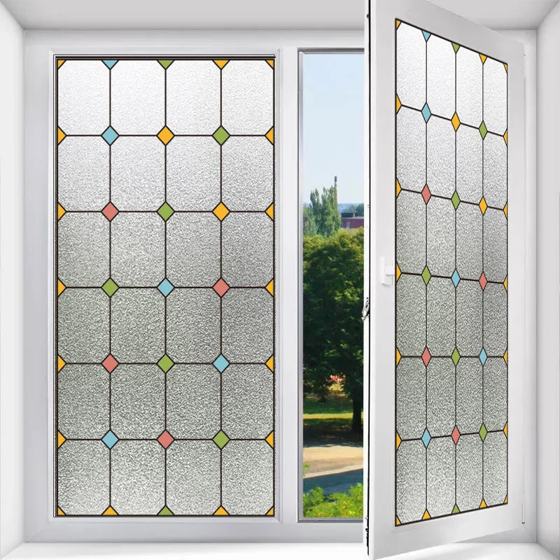 Custom Size Stained Glass Window Film Frosted No Glue Static Cling Privacy Sticker For Home Decoration For Kitchen Door Bathroom