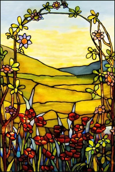 Custom Size Stained Glass Window Film Decorative Frosted Privacy Sticker Non Adhesive Static Cling Removable Retro Village Life