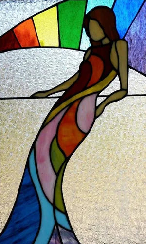 Custom Size Stained Glass Window Film, Static Cling Mermaid /Angel/Jesus Picture For Kitchen Bathroom Bedroom Glass Home Decor