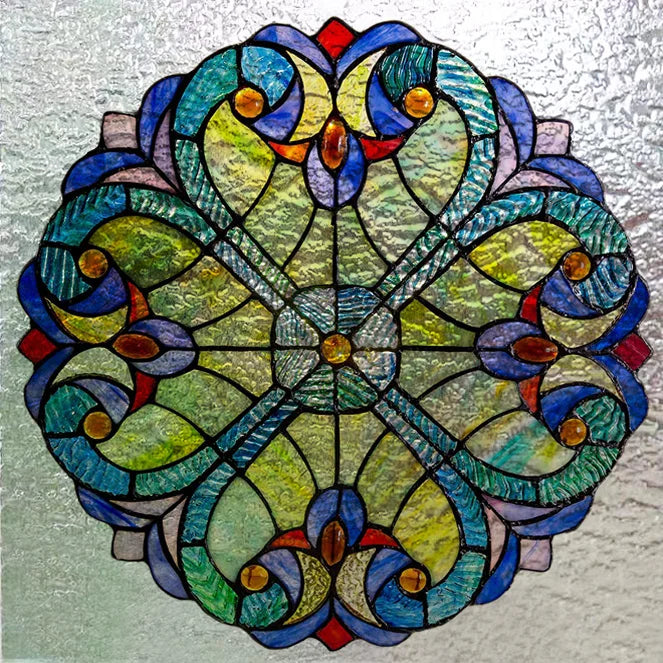 Customized Tiffany Style 3D Stained Glass Window Film,Static Cling Door Sticker,Privacy Frosted Window Decal for Glass Home