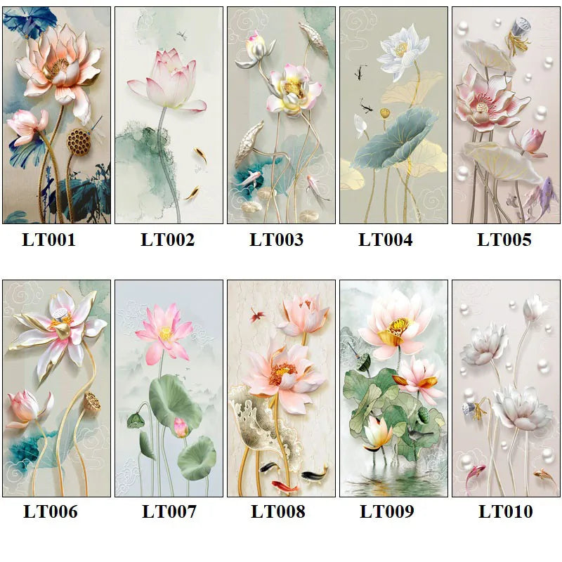 Stained Glass Door Stickers, Opaque Self-Adhesive, Lotus Poster for Kitchen, Bedroom, Bathroom, Customized Size