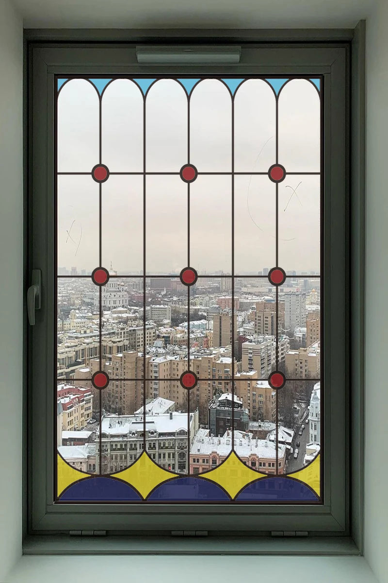 2 Double Sided Stained Glass Film Door Sticker,Decals Window Film,Alert Birds,Dogs,Kids,Guests.Warn Protect Safety Static Cling