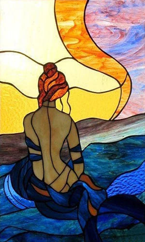 Custom Size Stained Glass Window Film, Static Cling Mermaid /Angel/Jesus Picture For Kitchen Bathroom Bedroom Glass Home Decor