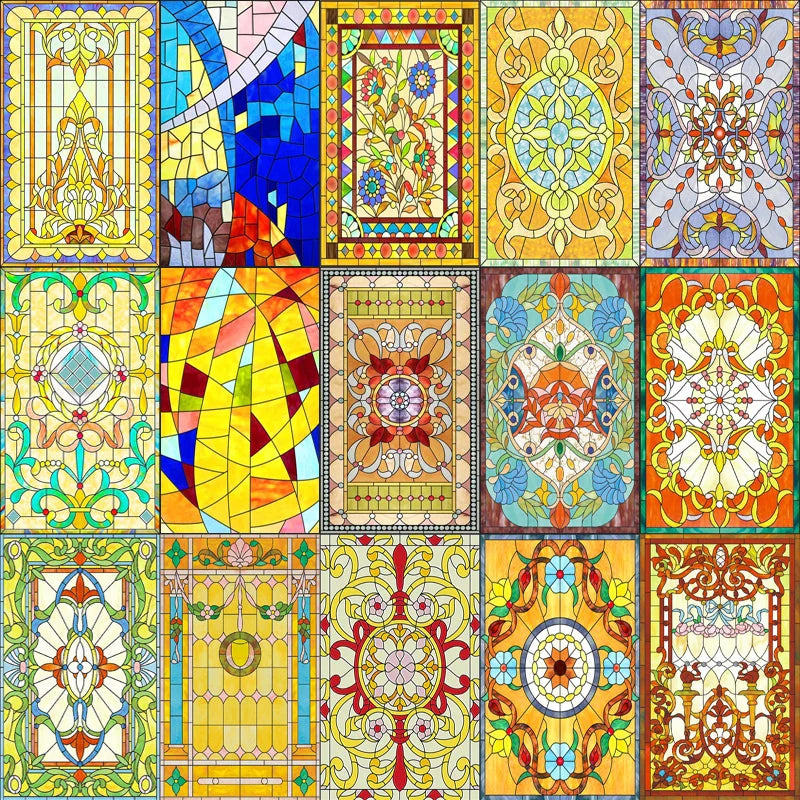 Customized Stained Glass Film Window Films,Static Cling Frosted Church Crosses,Bathroom Kitchen Cupboard Door Sticker Home Decor