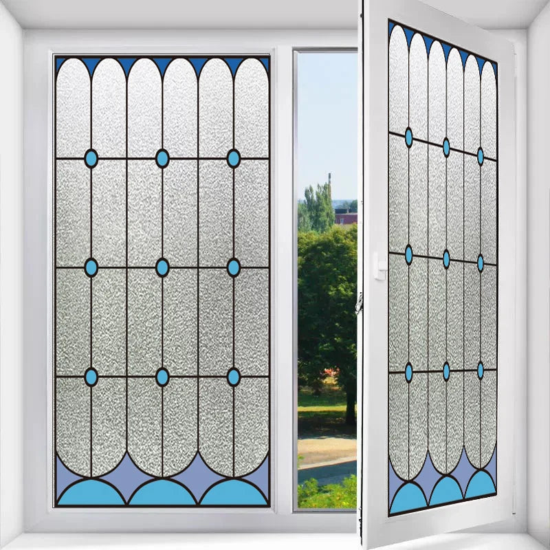 Custom Size Stained Glass Window Film Glue Free Frosted Glass Film Window Grille Bathroom Balcony Kitchen Window Privacy Film