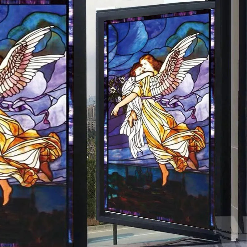 European Church Jesus,Angel Glass Films Stained Window Opaque Frosted Sticker Self Adhesive/Static Cling  Privacy do custom size